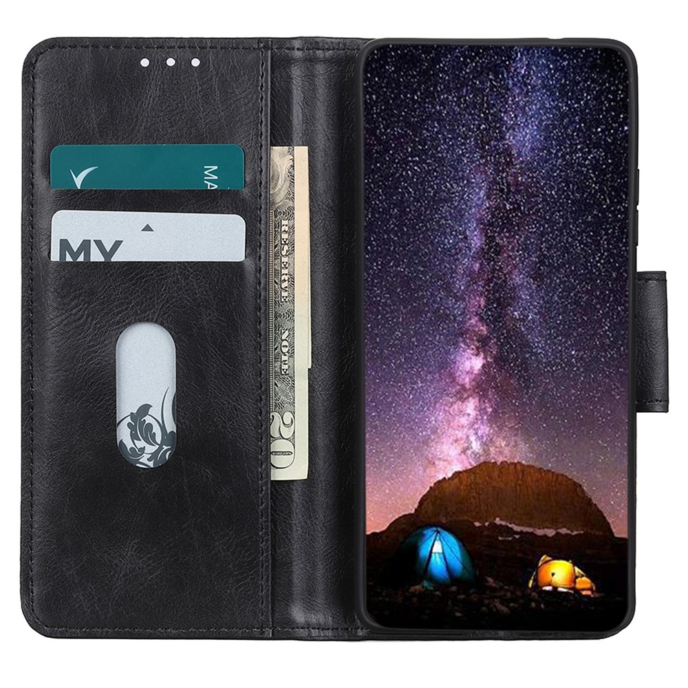 Phone Flip Case for OnePlus Nord CE 2 5G Anti-scratch Wallet Stand Cover Crazy Horse Texture PU Leather Phone Covering Shell - Black-5