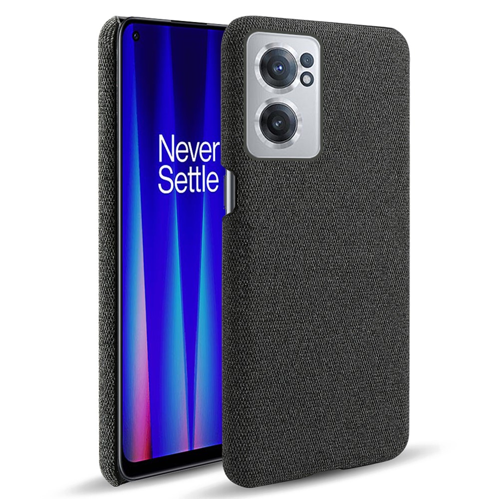 For OnePlus Nord CE 2 5G Solid Color Cloth Texture + PC Protective Case Heat Dissipation Incomplete Covering Back Shell - Black-1