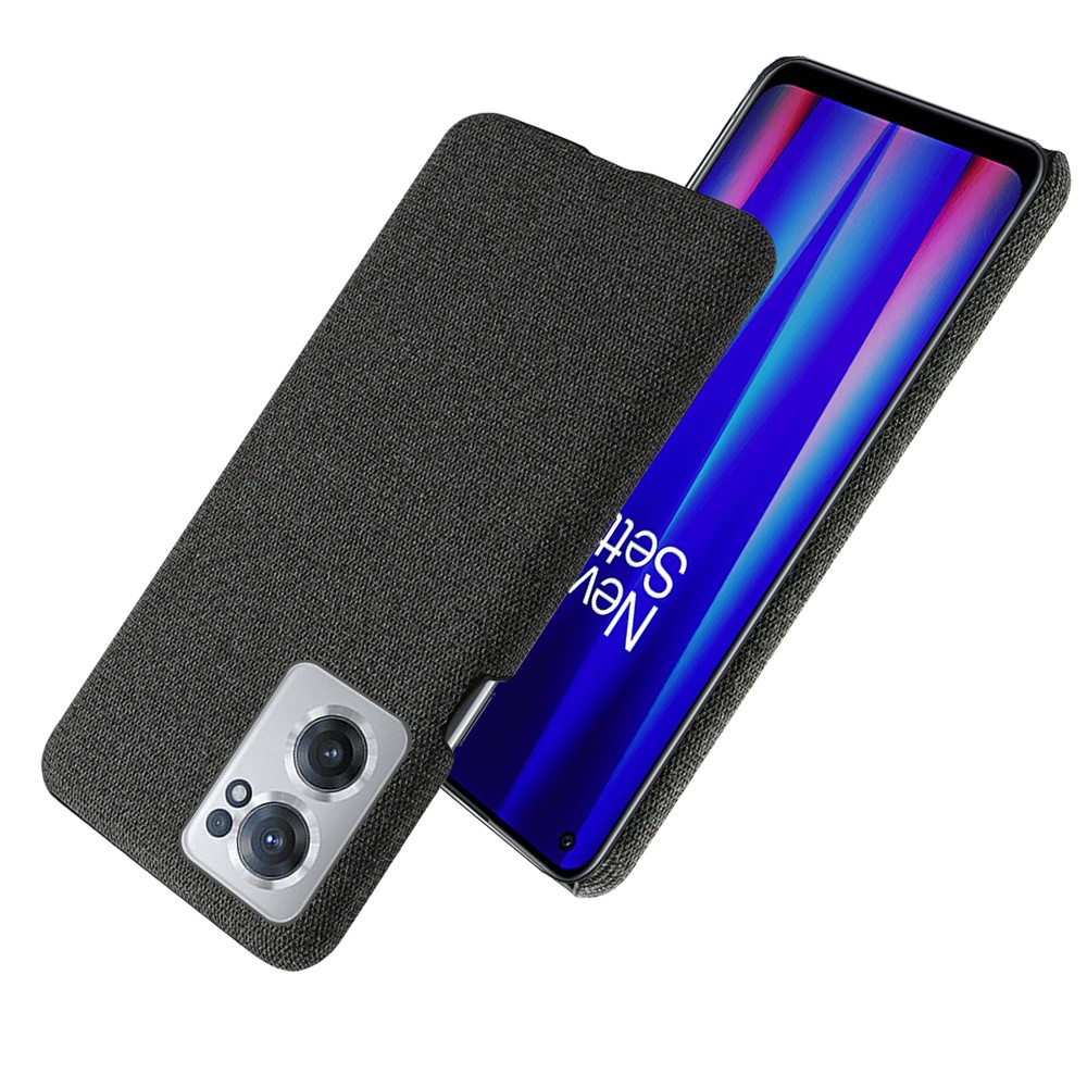 For OnePlus Nord CE 2 5G Solid Color Cloth Texture + PC Protective Case Heat Dissipation Incomplete Covering Back Shell - Black-5