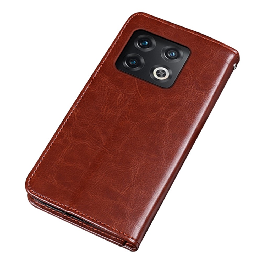 IDEWEI for OnePlus 10 Pro Folio Flip PU Leather + TPU Crazy Horse Texture Foldable Stand Wear-resistant Anti-fall Phone Cover with Wallet - Brown-10