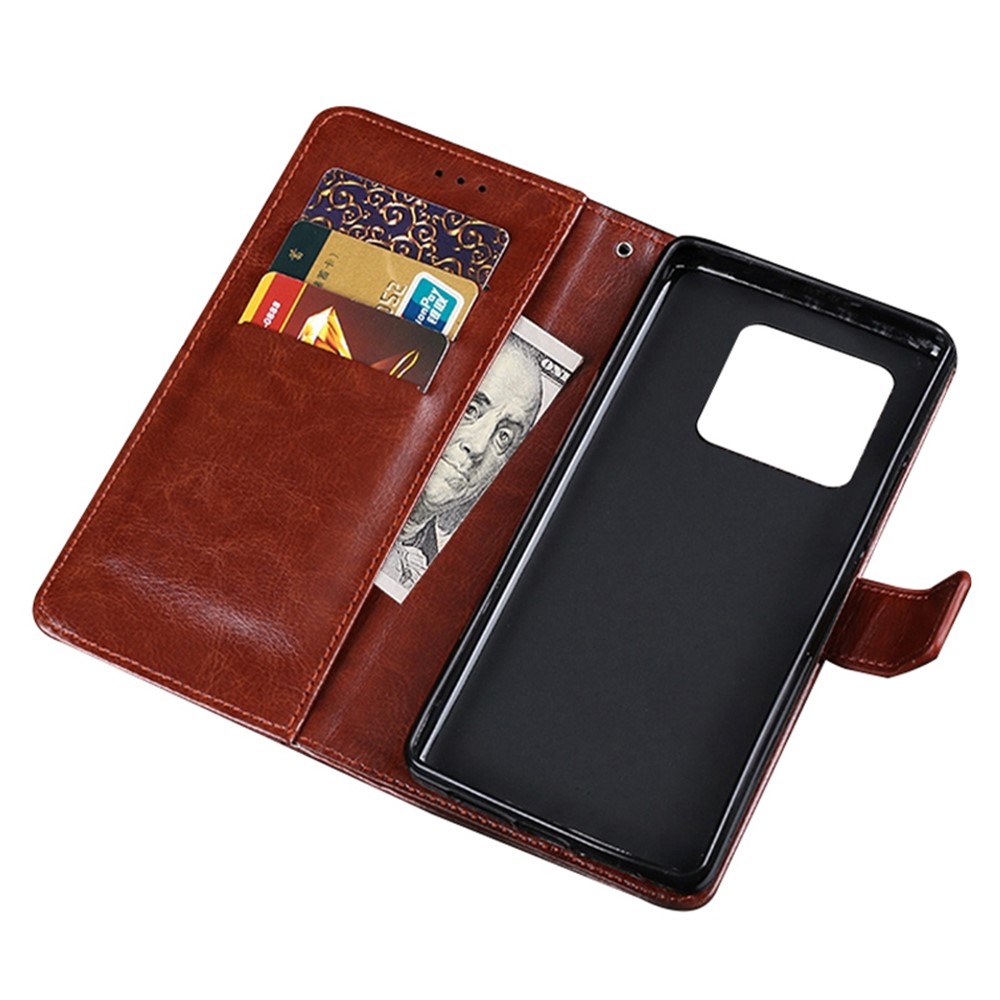 IDEWEI for OnePlus 10 Pro Folio Flip PU Leather + TPU Crazy Horse Texture Foldable Stand Wear-resistant Anti-fall Phone Cover with Wallet - Brown-4