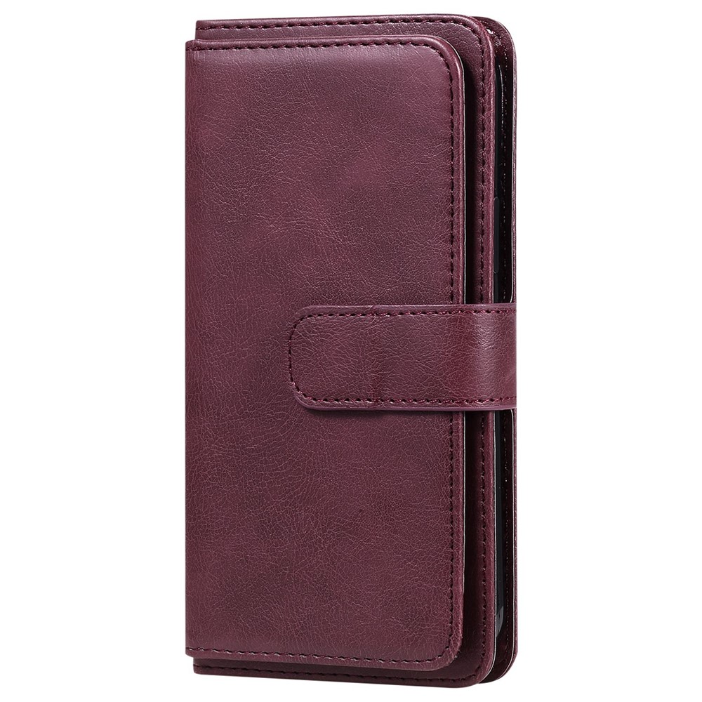 KT Multi-functional Series-1 for OnePlus Nord CE 2 5G PU Leather Magnetic Phone Case Viewing Stand Wallet Clutch Purse with 10-Card Slots Holder - Wine Red-10