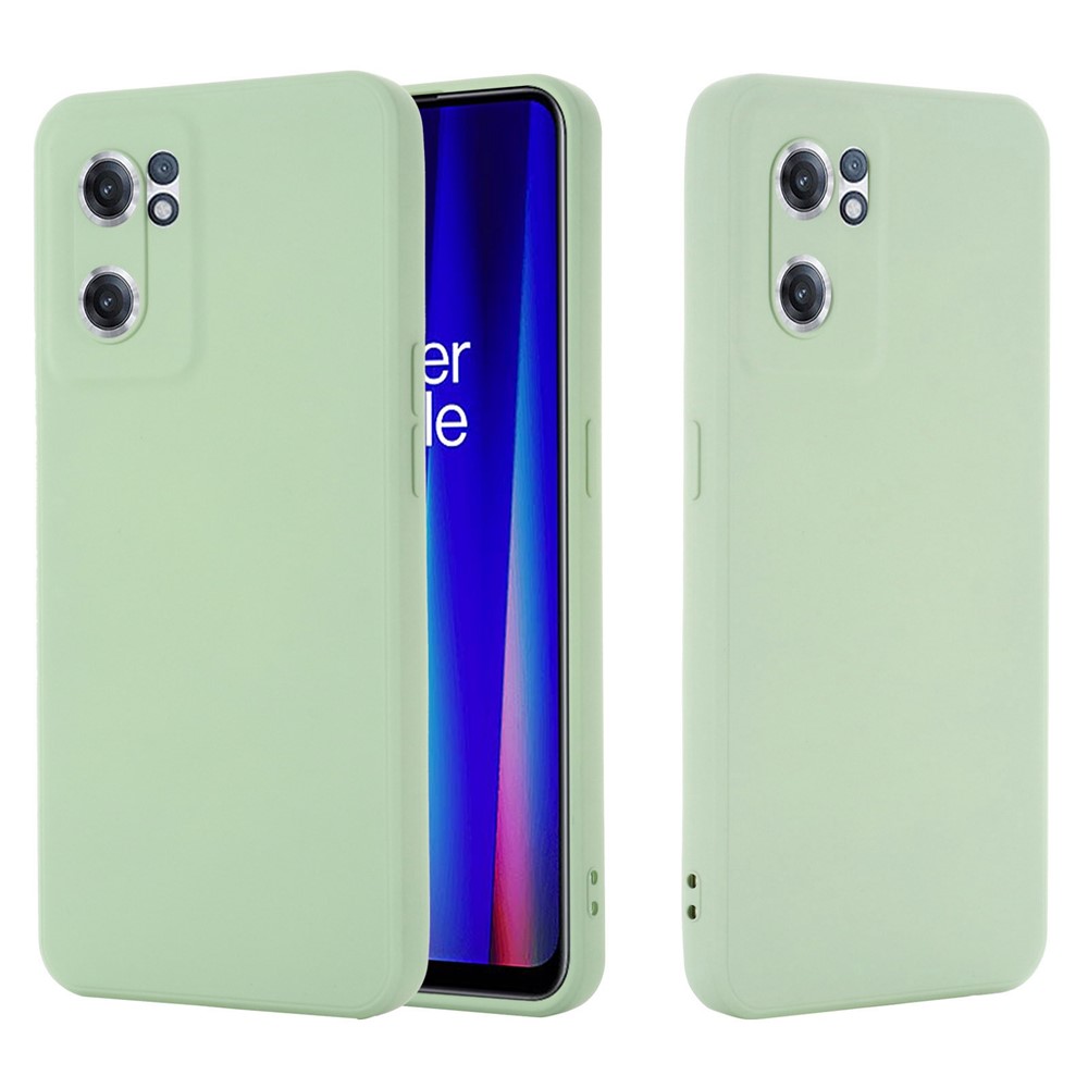 For OnePlus Nord CE 2 5G Smooth Touch Liquid Silicone Phone Case Microfiber Lining Cushion Protective Cover with Strap - Green-7