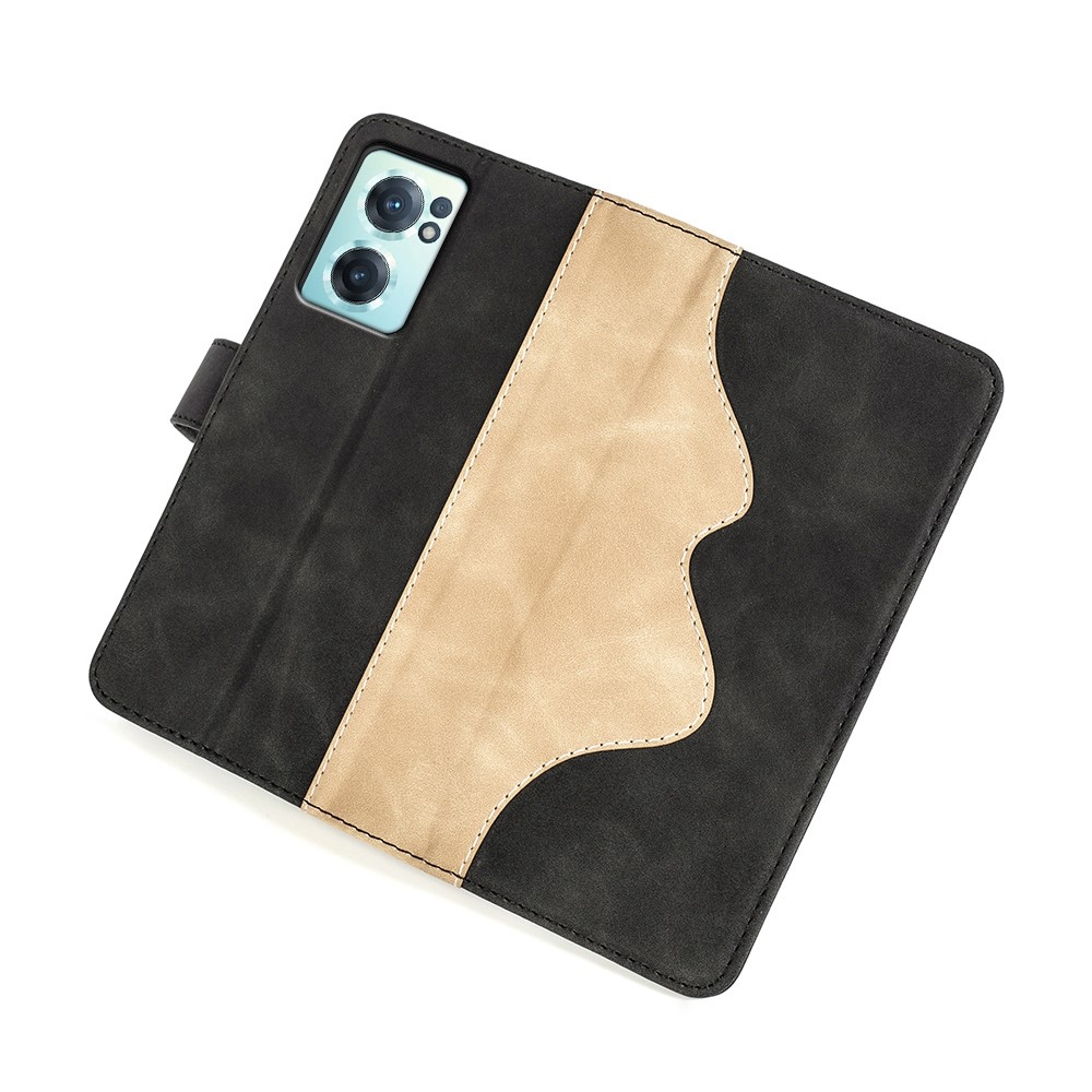 For OnePlus Nord CE 2 5G Splicing Design Protective Case PU Leather Wallet Stand Phone Shell - Black-3
