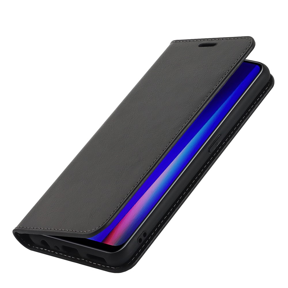 For OnePlus Nord CE 2 5G Genuine Leather Crazy Horse Texture Case Magnetic Auto Closing Viewing Stand Wallet Flip Folio Cover - Black-5