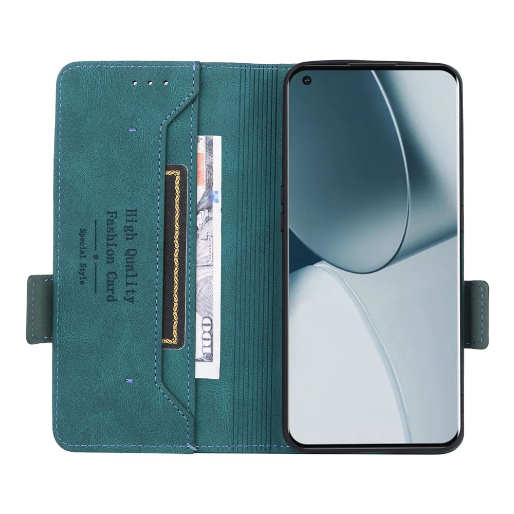 PU Leather Phone Case for OnePlus 10 Pro, Hardware Design Wallet Stand Inner TPU Protective Cover - Blue-4