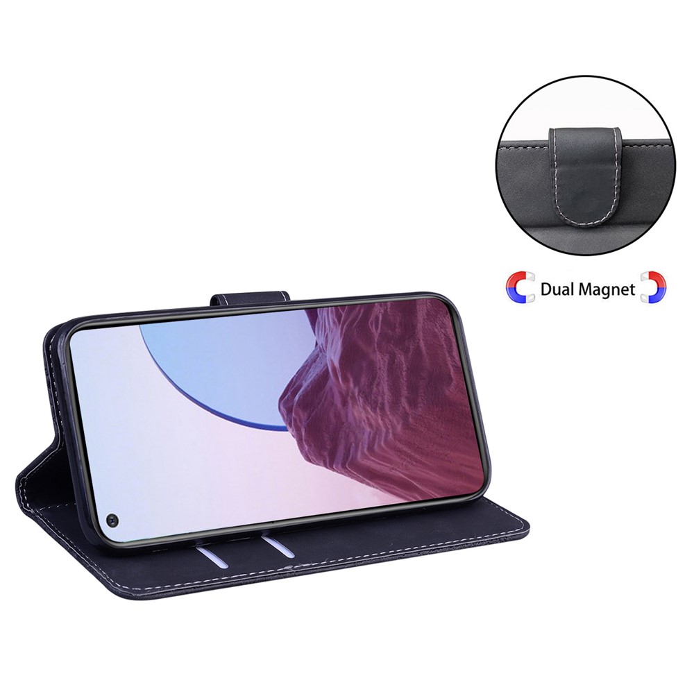 For OnePlus 10R 5G/Ace 5G Skin-touch Feeling Leather Wallet Case Butterfly Pattern Printing Stand Magnetic Clasp Protective Cover - Black-3