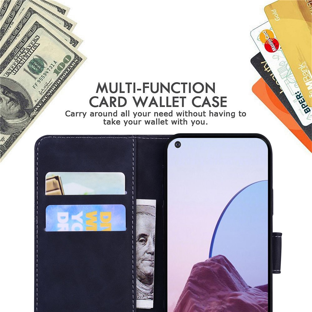 For OnePlus 10R 5G/Ace 5G Skin-touch Feeling Leather Wallet Case Butterfly Pattern Printing Stand Magnetic Clasp Protective Cover - Black-4