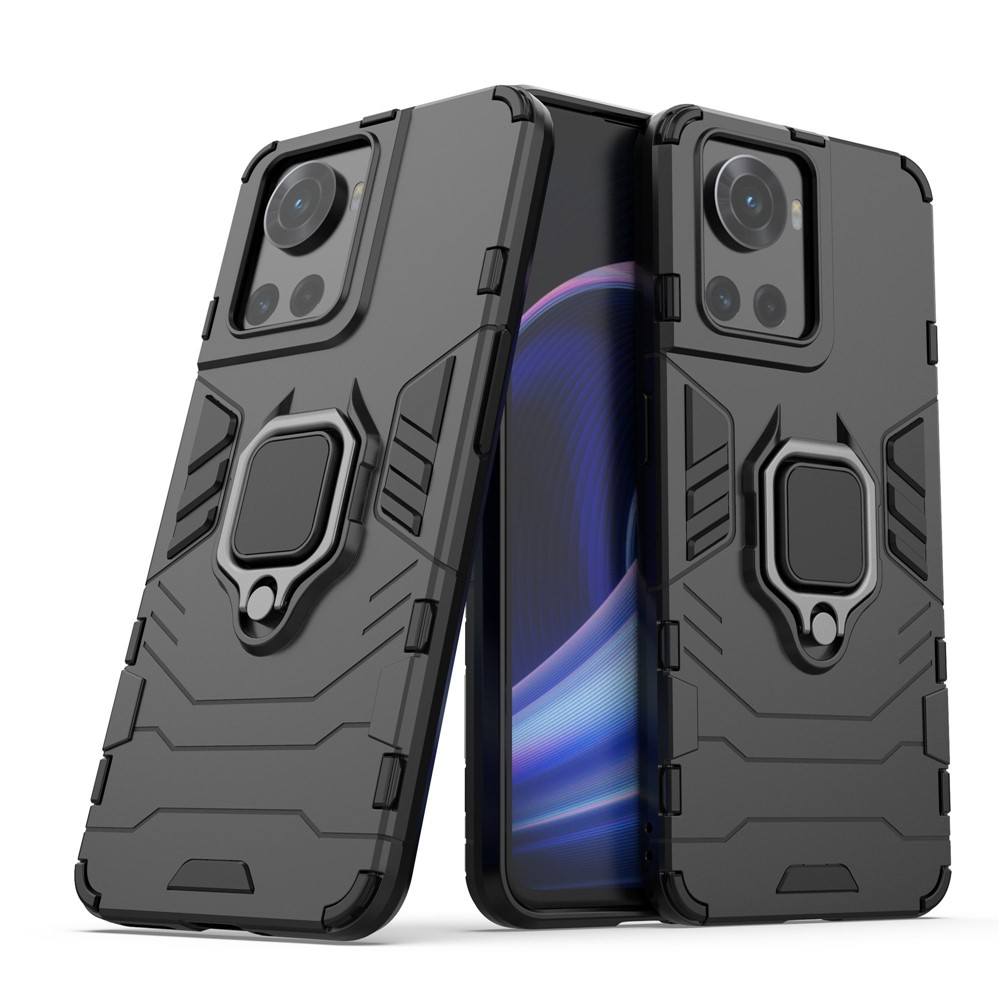 For OnePlus Ace 5G/10R 5G TPU + PC Military Grade Protective Phone Case Non-slip Ring Kickstand Cover - Black-10