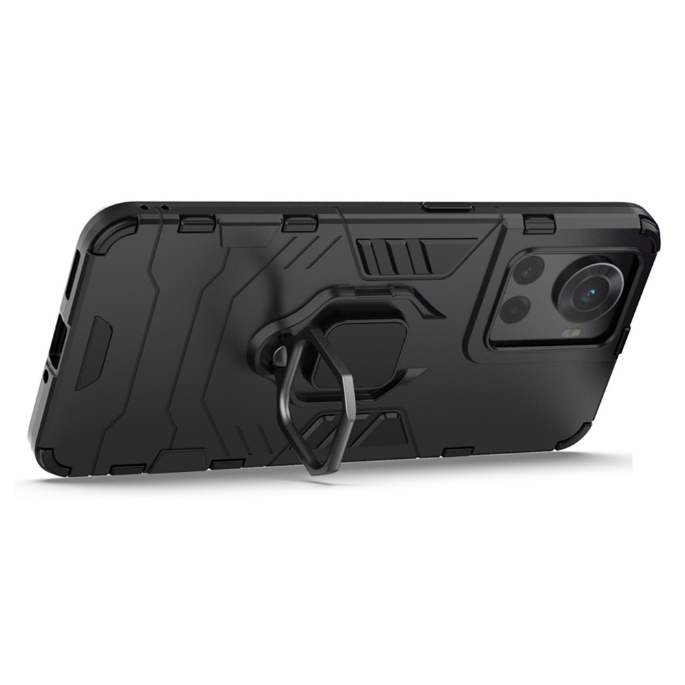 For OnePlus Ace 5G/10R 5G TPU + PC Military Grade Protective Phone Case Non-slip Ring Kickstand Cover - Black-2