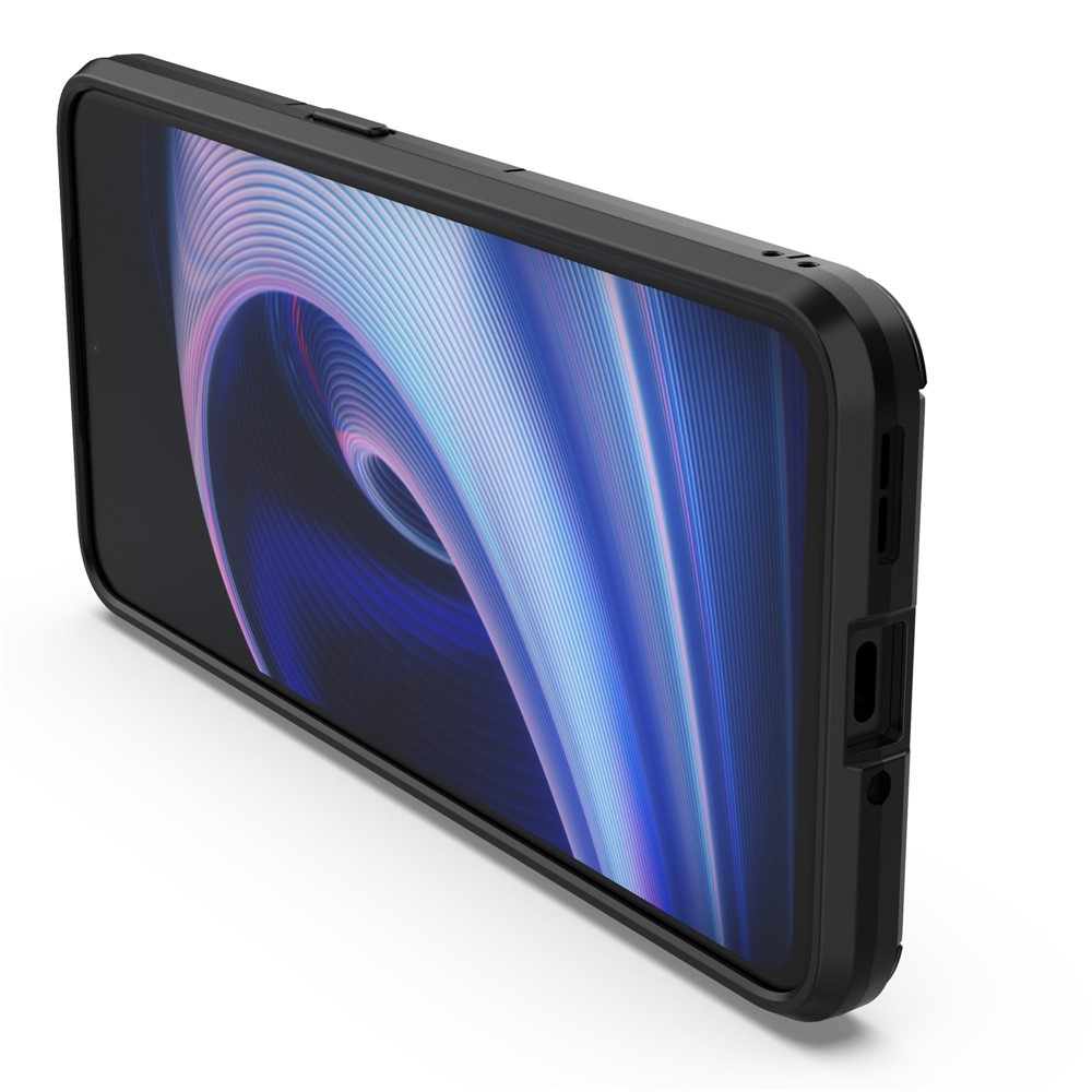 For OnePlus Ace 5G/10R 5G TPU + PC Military Grade Protective Phone Case Non-slip Ring Kickstand Cover - Black-4