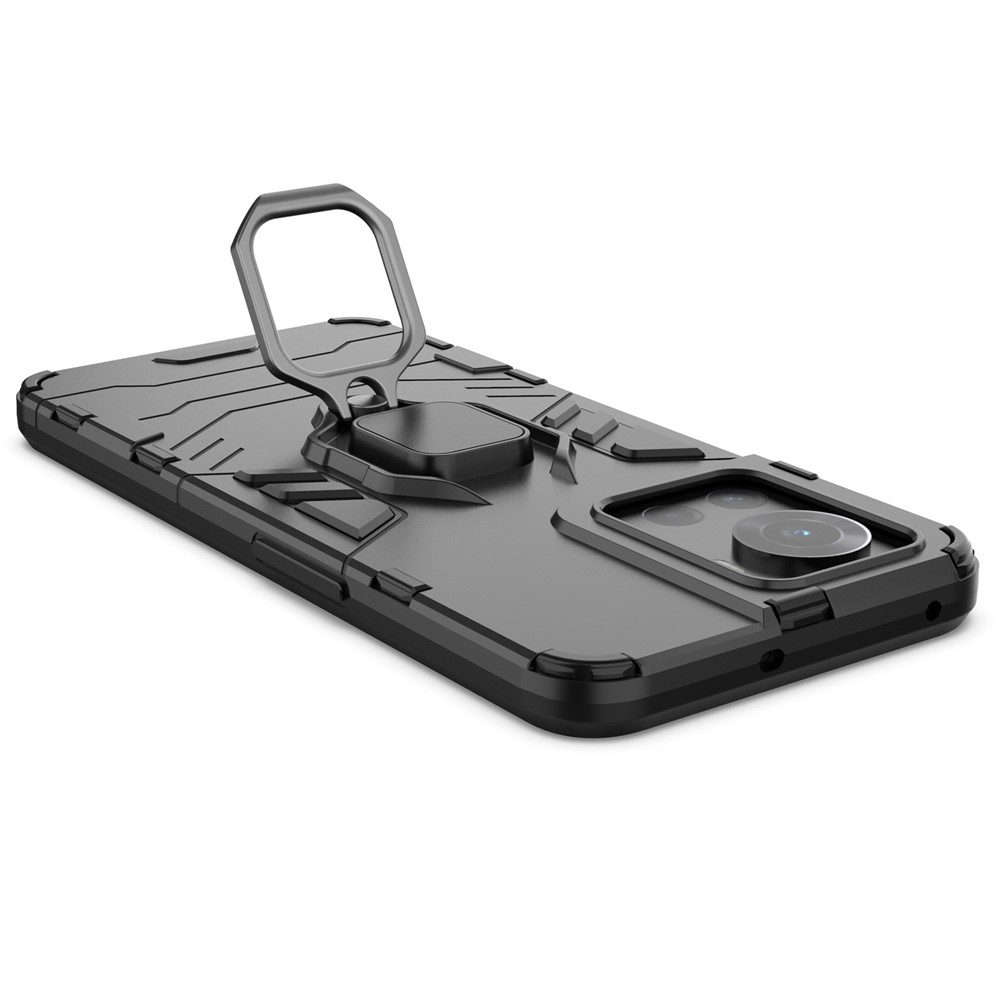For OnePlus Ace 5G/10R 5G TPU + PC Military Grade Protective Phone Case Non-slip Ring Kickstand Cover - Black-5