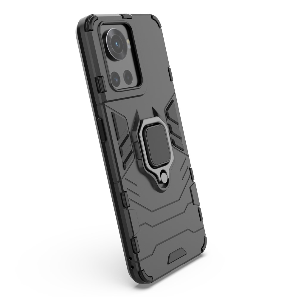 For OnePlus Ace 5G/10R 5G TPU + PC Military Grade Protective Phone Case Non-slip Ring Kickstand Cover - Black-7