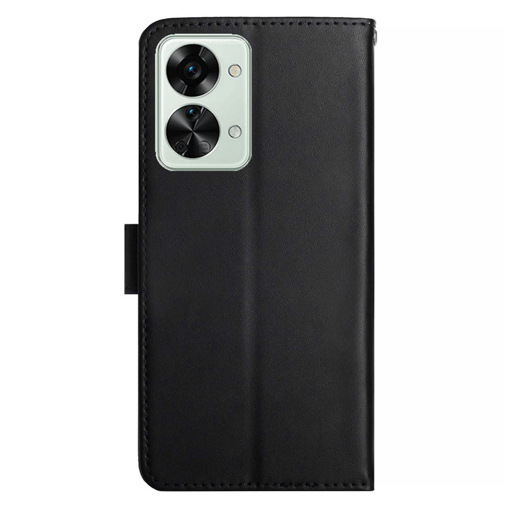 For OnePlus Nord 2T 5G Genuine Leather Case Nappa Texture Stand Wallet Style Shockproof TPU Full Protection Magnetic Cover - Black-9