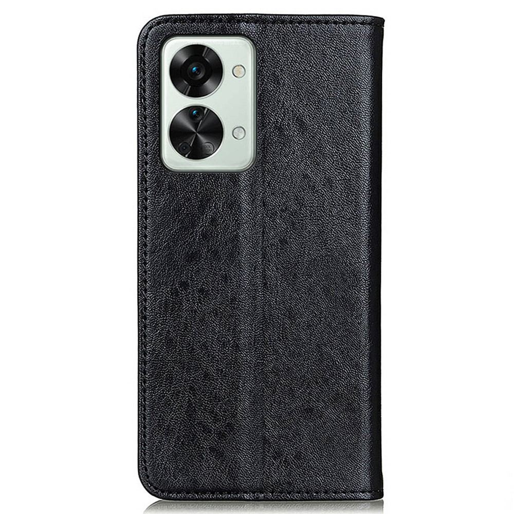 For OnePlus Nord 2T 5G Magnetic Absorption PU Leather Stand Flip Cover Crazy Horse Texture Full Body Shockproof TPU Wallet Phone Case - Black-8