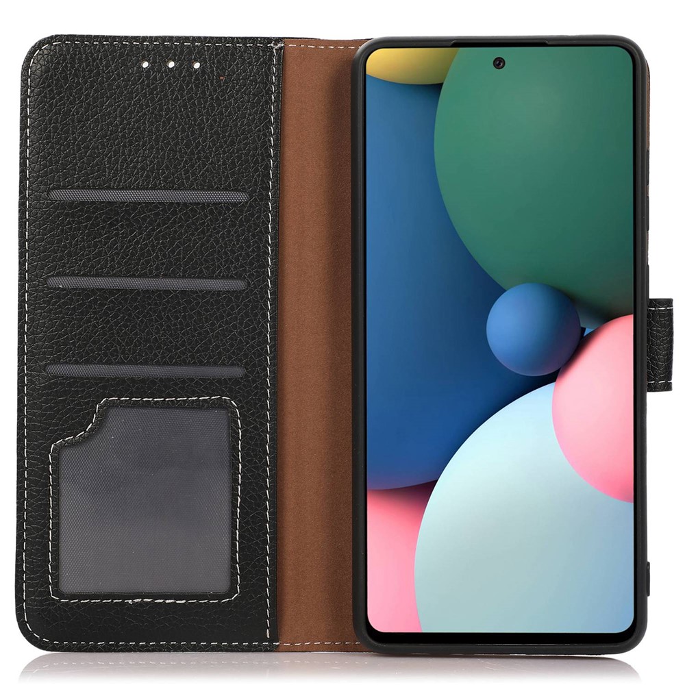 For OnePlus Nord 2T 5G Litchi Texture PU Leather Wallet Case Stand Magnetic Closure Shockproof Anti-Impact Flip Cover - Black-2