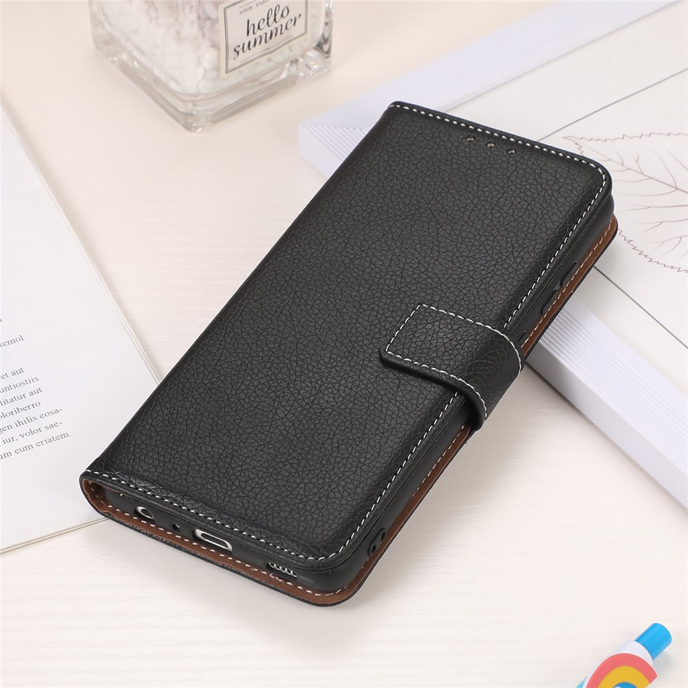 For OnePlus Nord 2T 5G Litchi Texture PU Leather Wallet Case Stand Magnetic Closure Shockproof Anti-Impact Flip Cover - Black-6