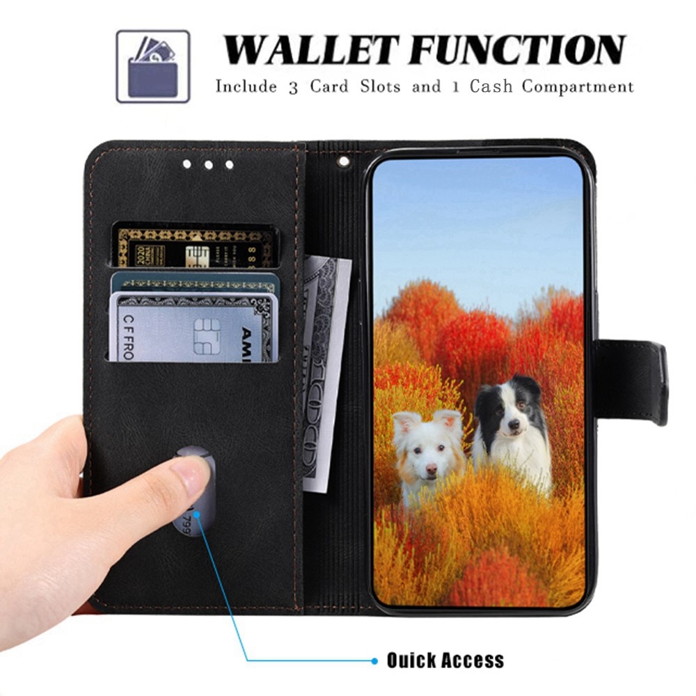 TTUDRCH For OnePlus Nord CE 2 5G Style 004 Splicing Skin-touch Leather Case RFID Blocking Wallet Stand Shockproof Wrist Strap Flip Protective Cover - Black-2
