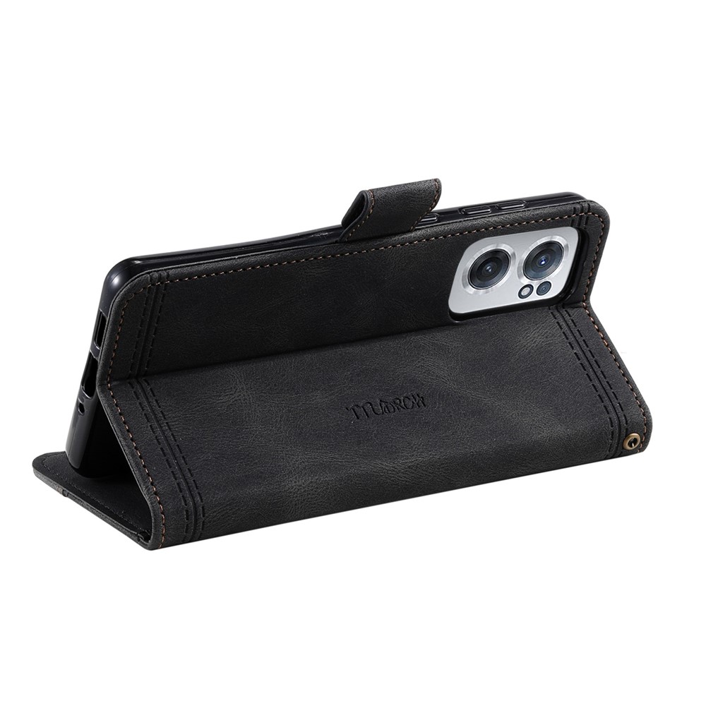 TTUDRCH For OnePlus Nord CE 2 5G Style 004 Splicing Skin-touch Leather Case RFID Blocking Wallet Stand Shockproof Wrist Strap Flip Protective Cover - Black-4