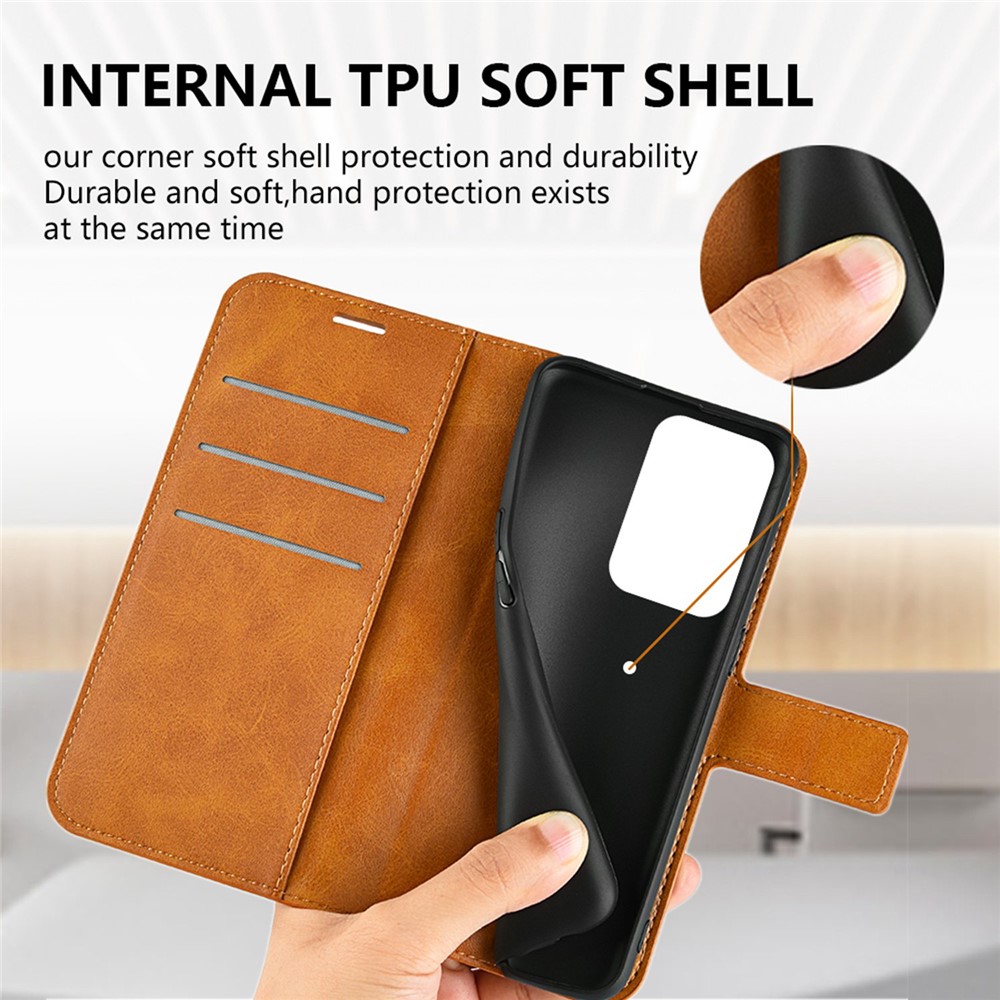 For OnePlus Nord 2T 5G Square Magnetic Clasp Wear-resistant Case Anti-drop PU Leather Stand Flip Wallet Cover - Yellow-6