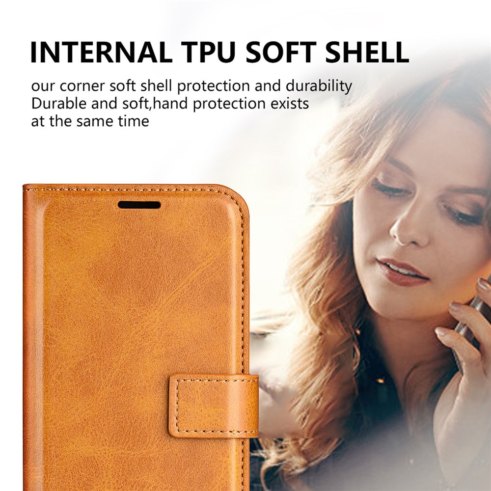 For OnePlus Nord 2T 5G Square Magnetic Clasp Wear-resistant Case Anti-drop PU Leather Stand Flip Wallet Cover - Yellow-8