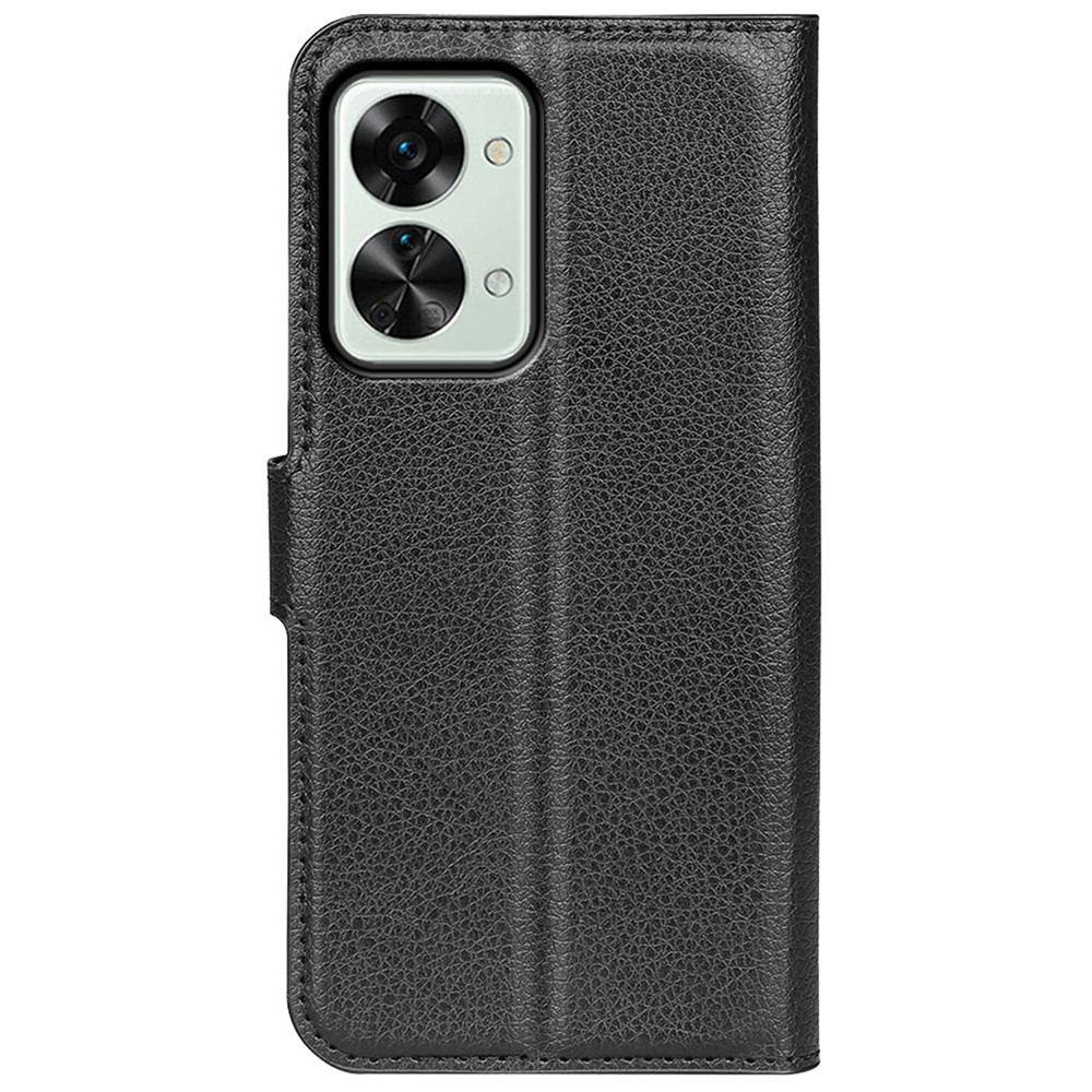 Litchi Texture Case for OnePlus Nord 2T 5G, Scratch-resistant Anti-drop Stand PU Leather Wallet Protective Phone Cover - Black-14