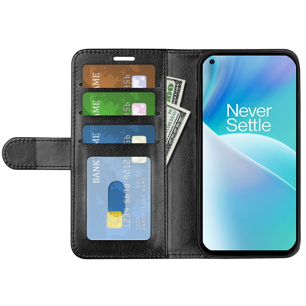 For Nokia Nord 2T 5G Crazy Horse Texture Folio Flip Scratch-resistant Cover PU Leather Stand Wallet Style Inner TPU Case - Black-2