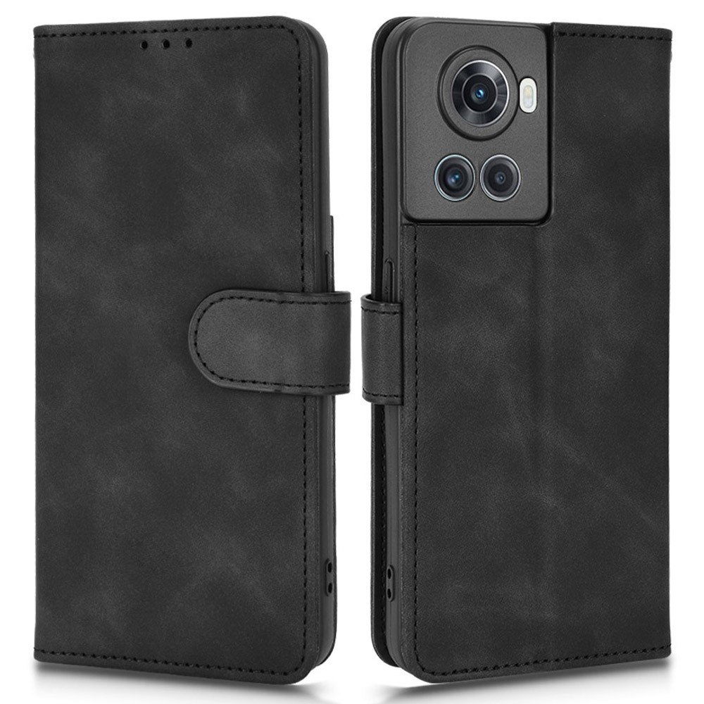 For OnePlus Ace 5G/10R 5G Full Coverage PU Leather Wallet Case Stand Magnetic Closure Skin-touch Feeling Shockproof Flip Cover with Card Holder - Black-1