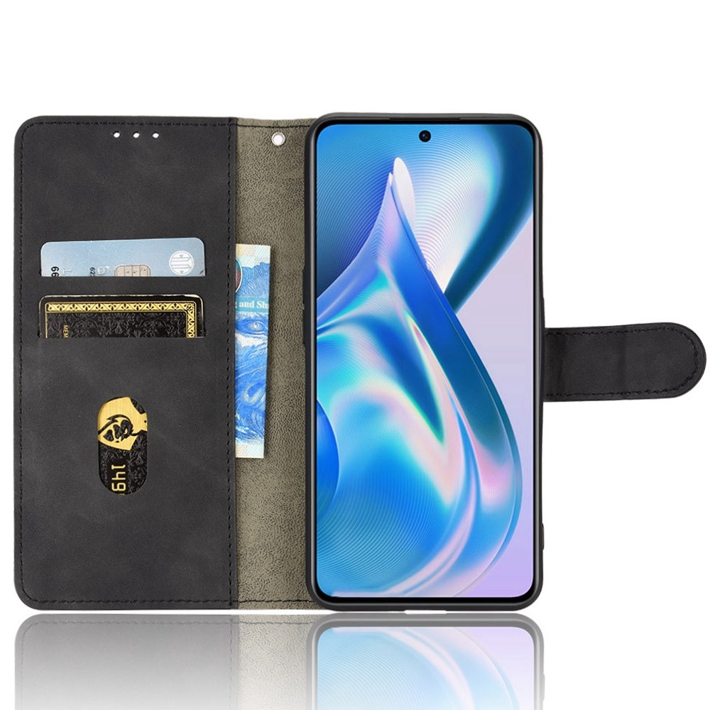 For OnePlus Ace 5G/10R 5G Full Coverage PU Leather Wallet Case Stand Magnetic Closure Skin-touch Feeling Shockproof Flip Cover with Card Holder - Black-2