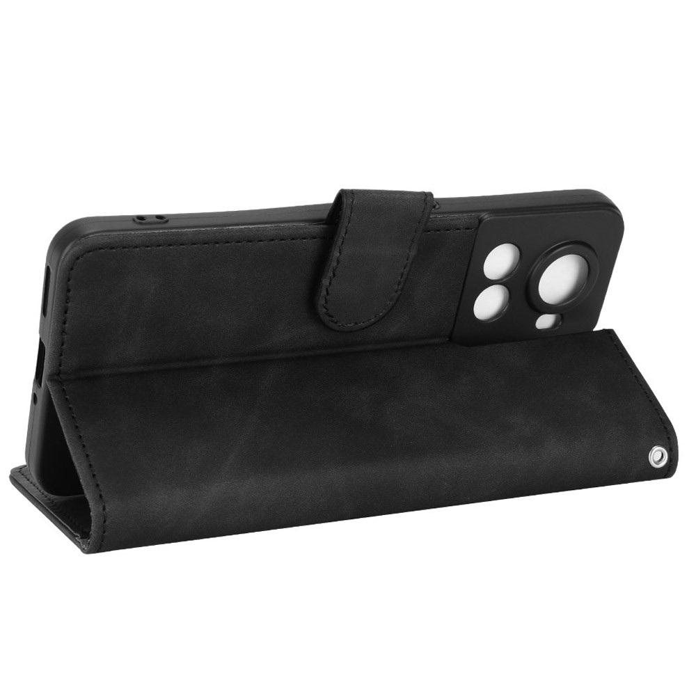 For OnePlus Ace 5G/10R 5G Full Coverage PU Leather Wallet Case Stand Magnetic Closure Skin-touch Feeling Shockproof Flip Cover with Card Holder - Black-3