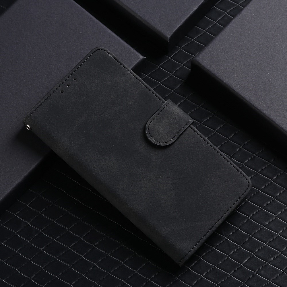 For OnePlus Ace 5G/10R 5G Full Coverage PU Leather Wallet Case Stand Magnetic Closure Skin-touch Feeling Shockproof Flip Cover with Card Holder - Black-5