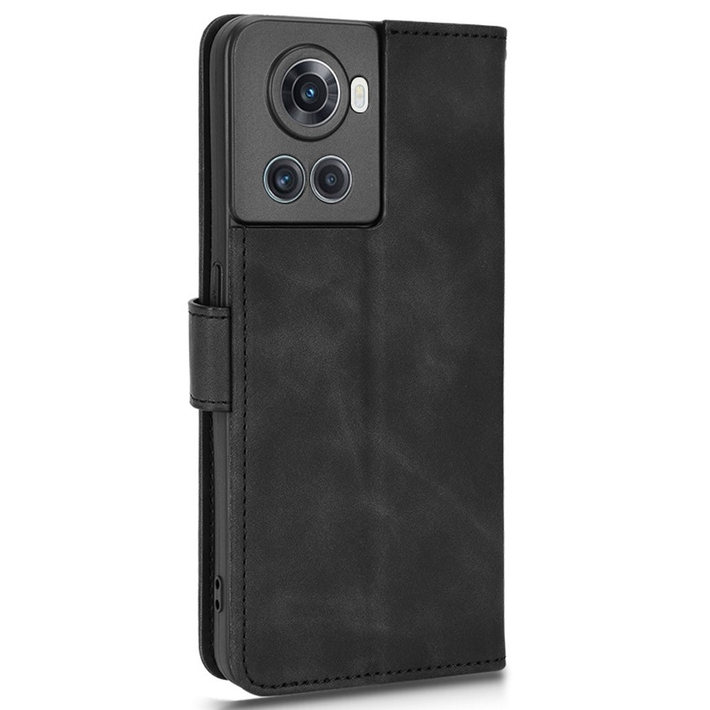 For OnePlus Ace 5G/10R 5G Full Coverage PU Leather Wallet Case Stand Magnetic Closure Skin-touch Feeling Shockproof Flip Cover with Card Holder - Black-7