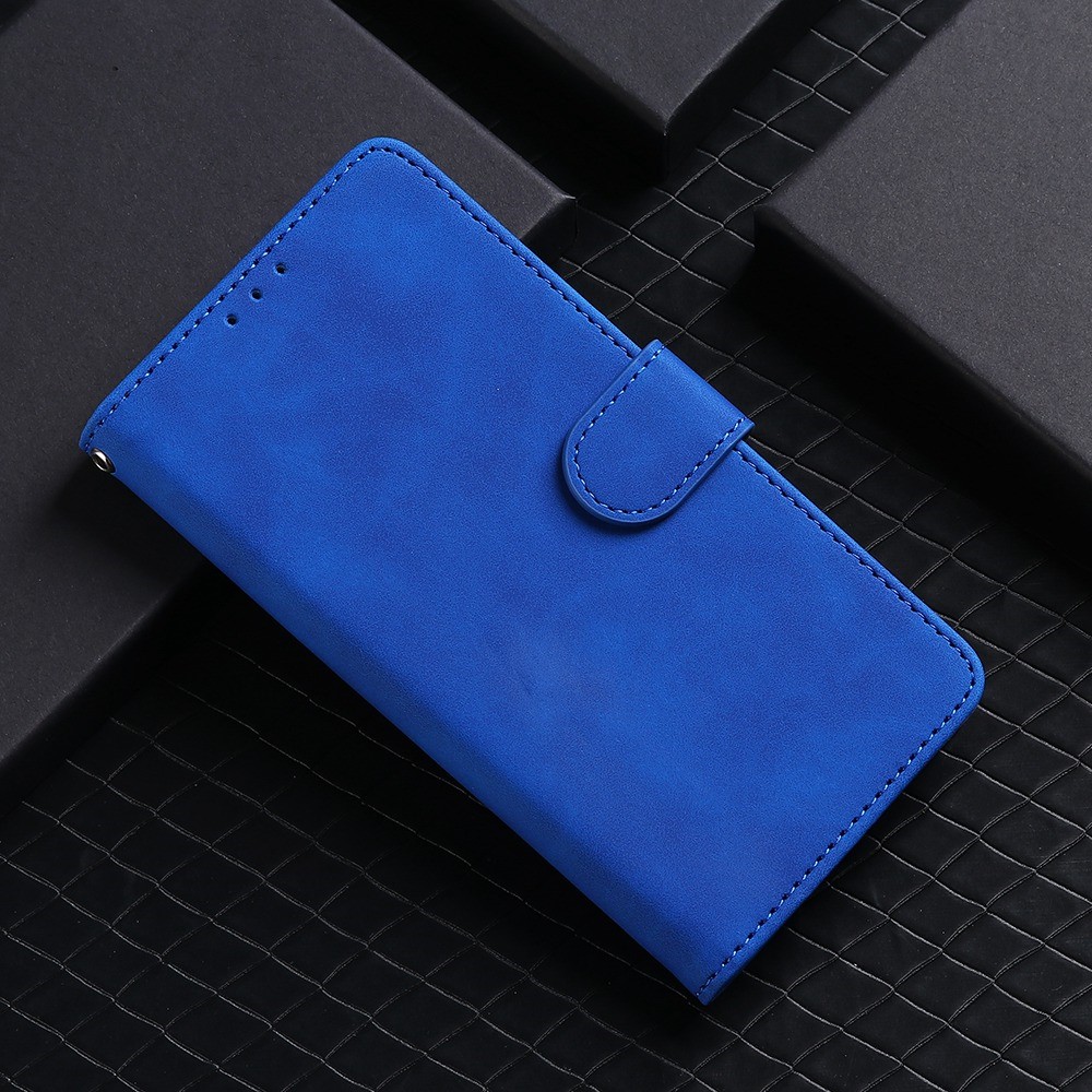 For OnePlus Nord 2T 5G Anti-fall Flip Case Wallet Skin-touch Feeling PU Leather Magnetic Cellphone Case Stand with Wrist Strap - Blue-5