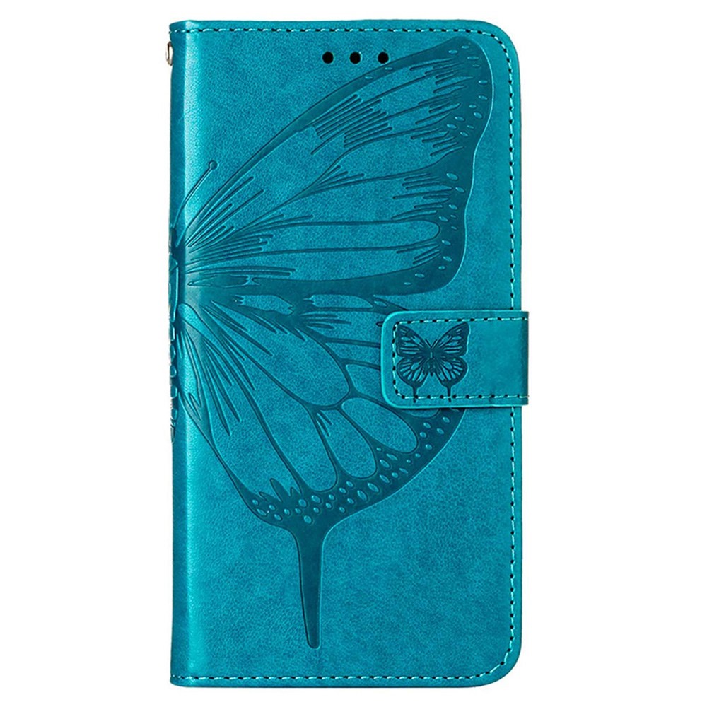 YB Imprinting Flower Series-4 for OnePlus Nord CE 2 Lite 5G Butterfly Flower Imprinted PU Leather Case Phone Wallet Stand Cover - Blue-8