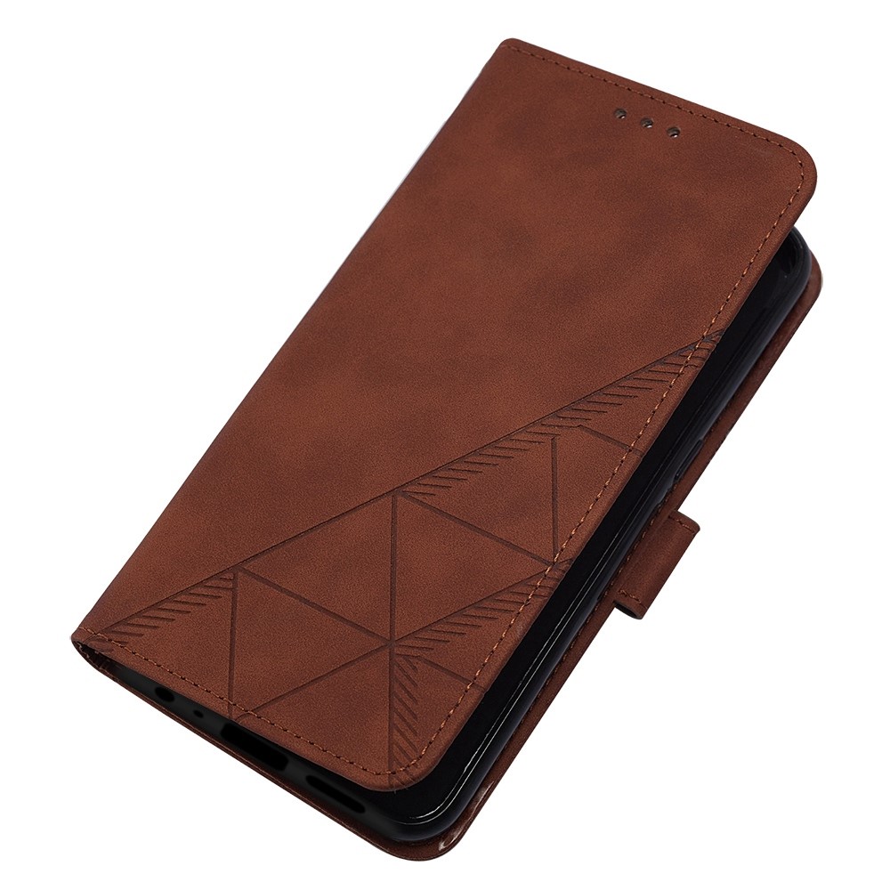 For OnePlus Nord CE 2 Lite 5G YB Imprinting Series-1 Lines Imprinted Stand Wallet PU Leather Folio Flip Phone Case with Strap - Brown-4