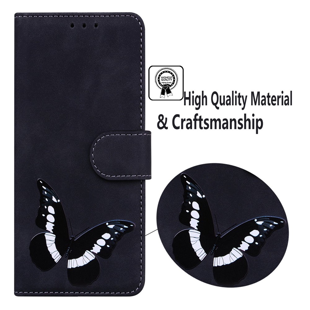 For OnePlus Nord CE 2 Lite 5G Butterfly Pattern Printing Phone Case Skin-touch PU Leather Flip Stand Magnetic Book Wallet Cover - Black-6