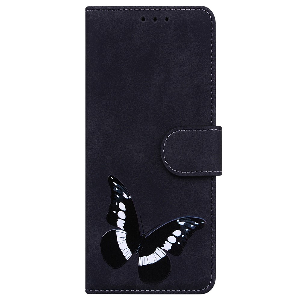 For OnePlus Nord CE 2 Lite 5G Butterfly Pattern Printing Phone Case Skin-touch PU Leather Flip Stand Magnetic Book Wallet Cover - Black-7