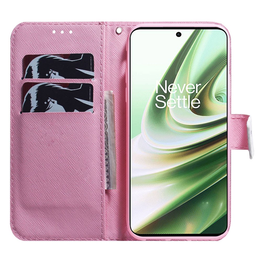 For OnePlus Nord CE 2 Lite 5G PU Leather Book Case Anti-drop Pattern Printing Wallet Stand Magnetic Cover with Strap - Pink Flower-2