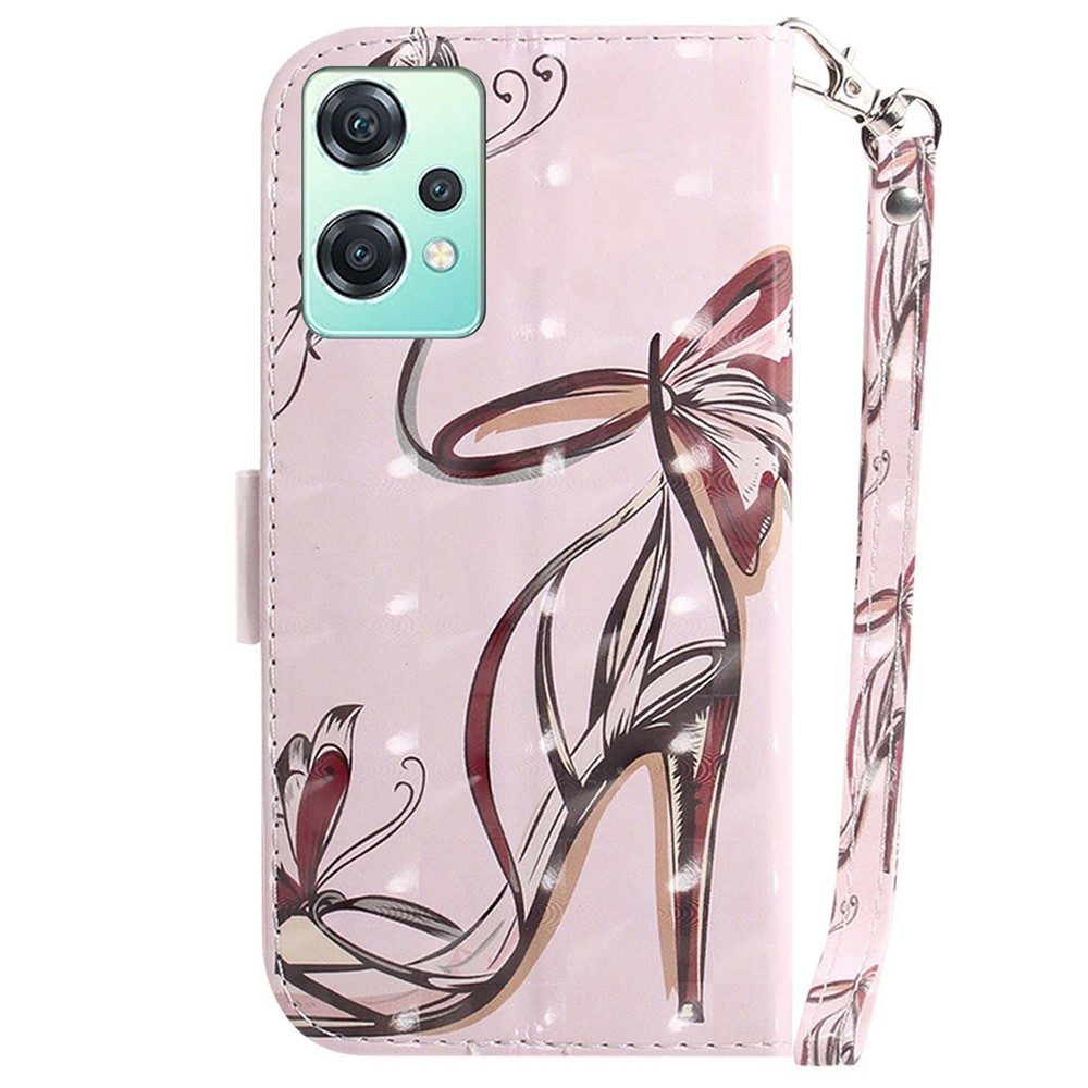 For OnePlus Nord CE 2 Lite 5G 3D Pattern Printing Leather Wallet Cover Magnetic Stand Flip Anti-wear Mobile Phone Shell with Strap - Butterfly High Heels-7