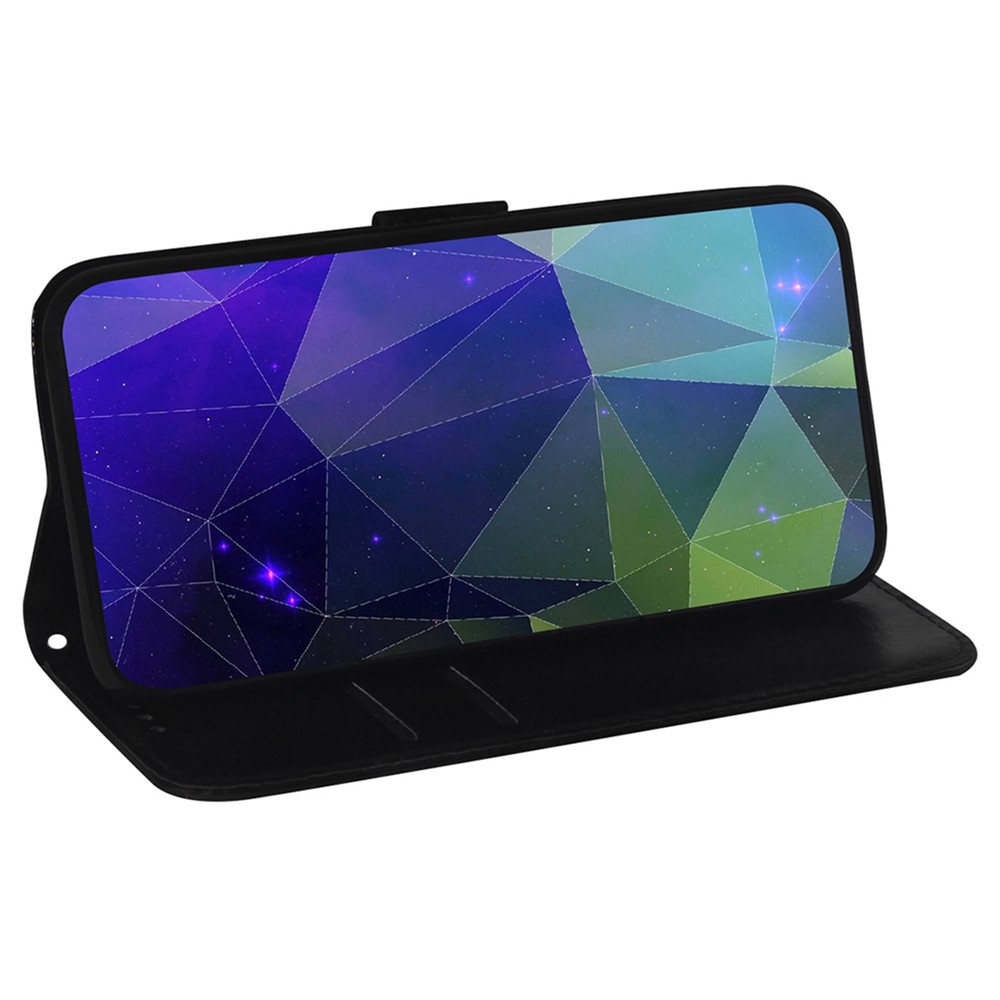 PU Leather Phone Cover for OnePlus Nord CE 2 Lite 5G, Mirror-like Surface Wallet Stand Drop-proof Case with Strap - Black-3