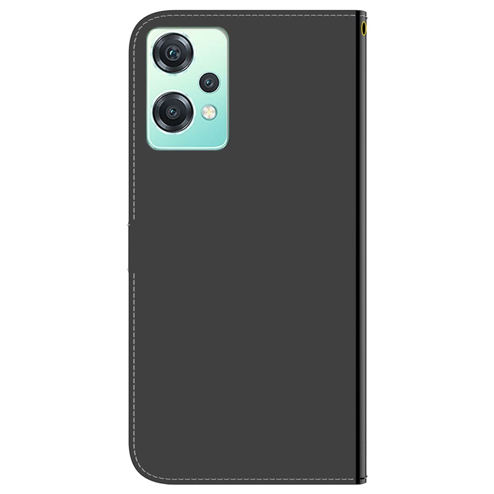 PU Leather Phone Cover for OnePlus Nord CE 2 Lite 5G, Mirror-like Surface Wallet Stand Drop-proof Case with Strap - Black-8