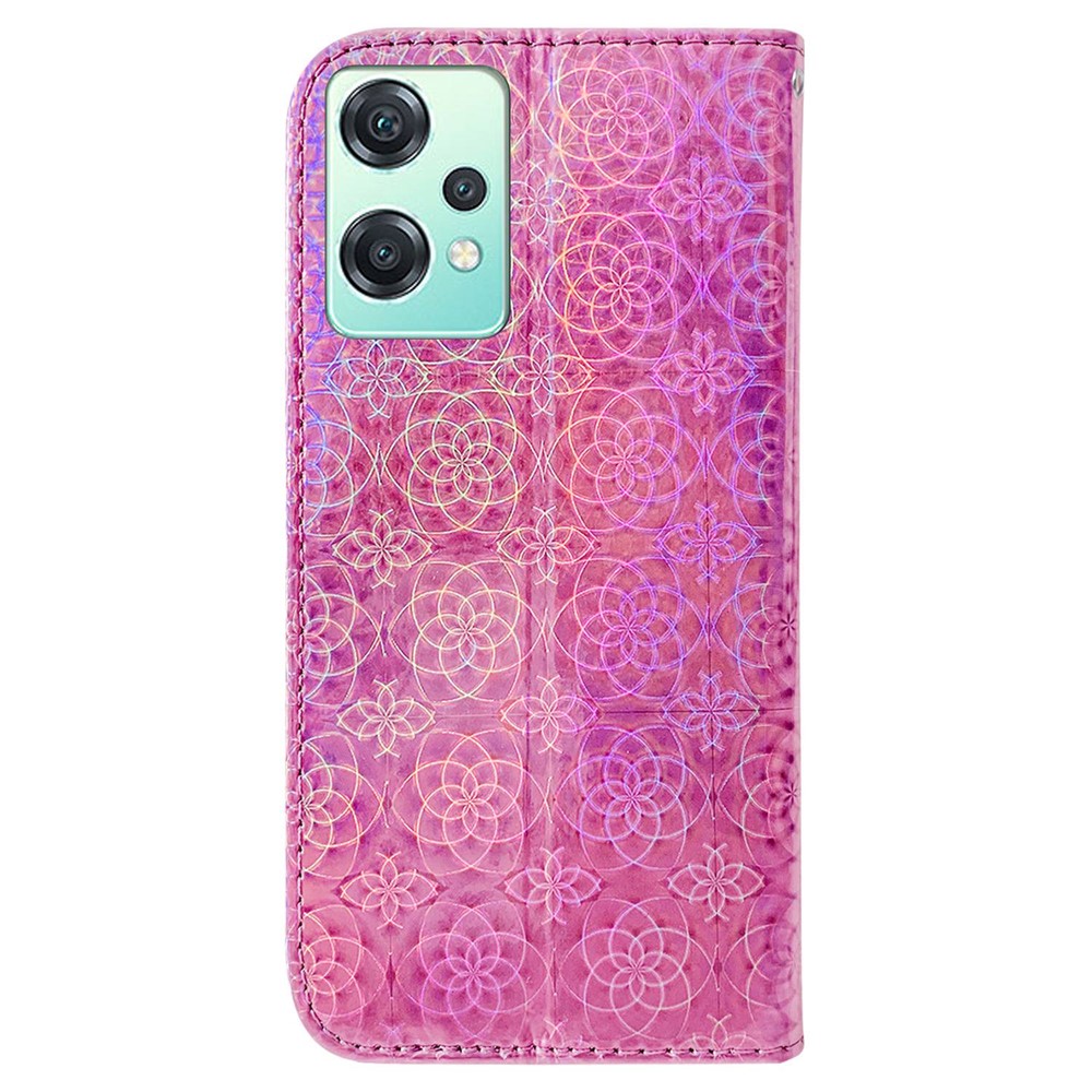 For OnePlus Nord CE 2 Lite 5G Dazzling Flower Pattern Phone Cover Drop-proof PU Leather Stand Wallet Case - Pink-7