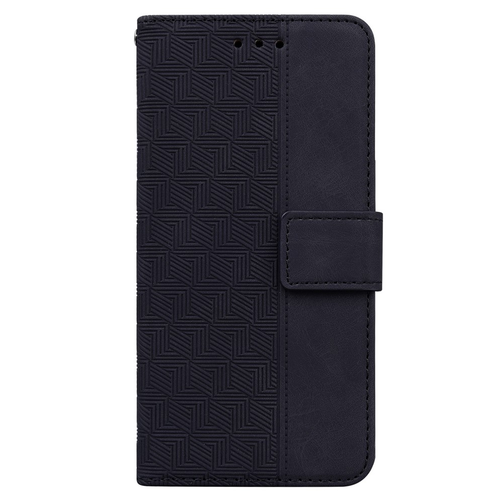 Geometry Pattern Imprinted Phone Case for OnePlus Nord 2T 5G, PU Leather TPU Stand Wallet All-round Protection Cover with Strap - Black-6