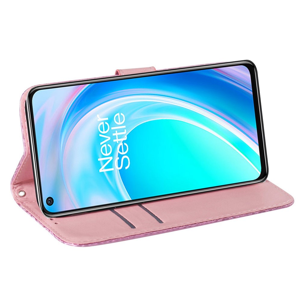 Anti-scratch PU Leather Case for OnePlus Nord 2T 5G, Dazzling Flower Pattern Stand Wallet Flip Phone Cover - Pink-2