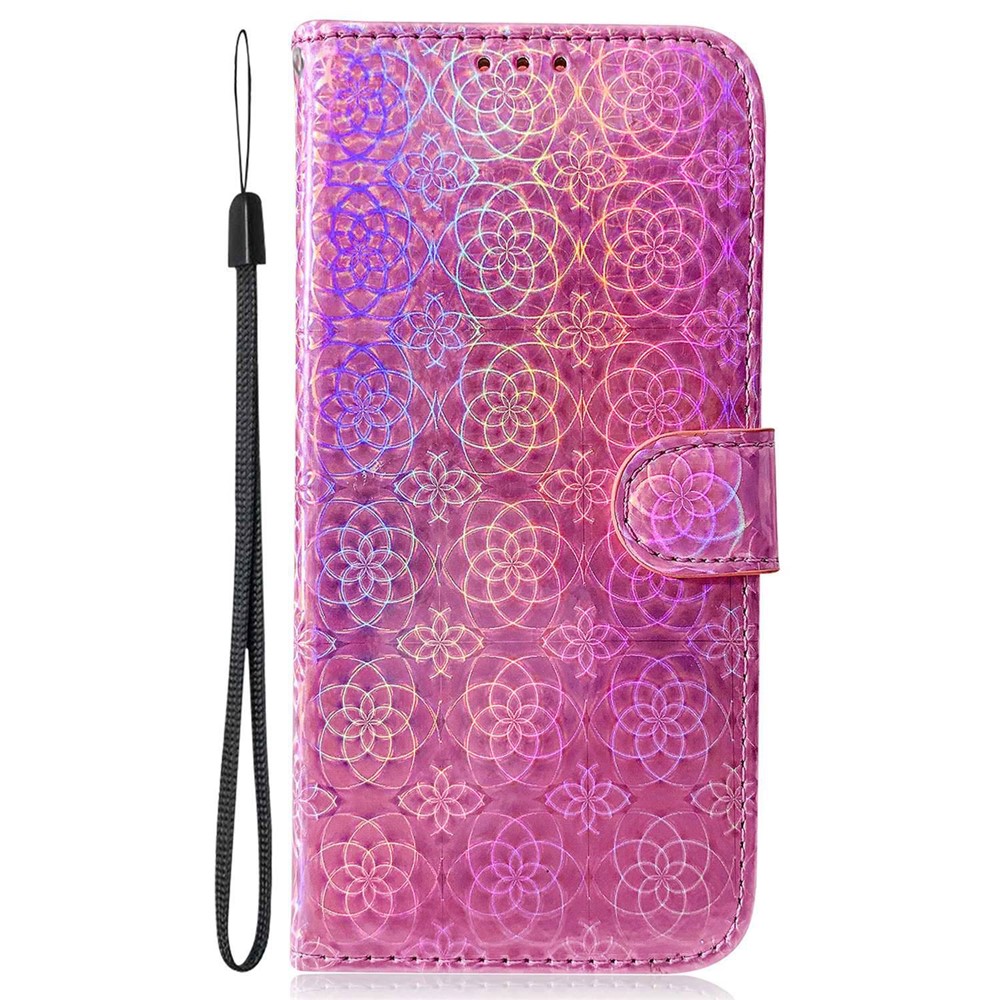 Anti-scratch PU Leather Case for OnePlus Nord 2T 5G, Dazzling Flower Pattern Stand Wallet Flip Phone Cover - Pink-6