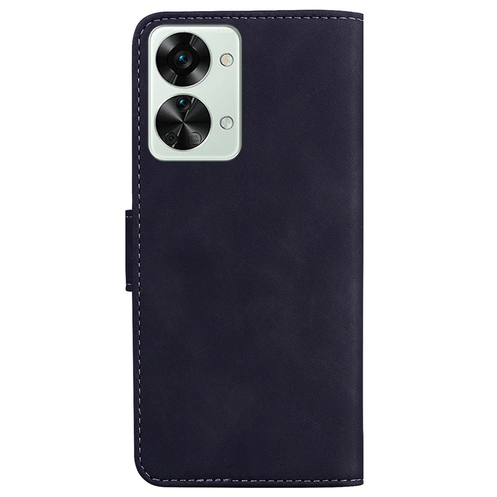 Solid Color Phone Case for OnePlus Nord 2T 5G, PU Leather Anti-scratch Protective Cover with Wallet Stand - Black-7