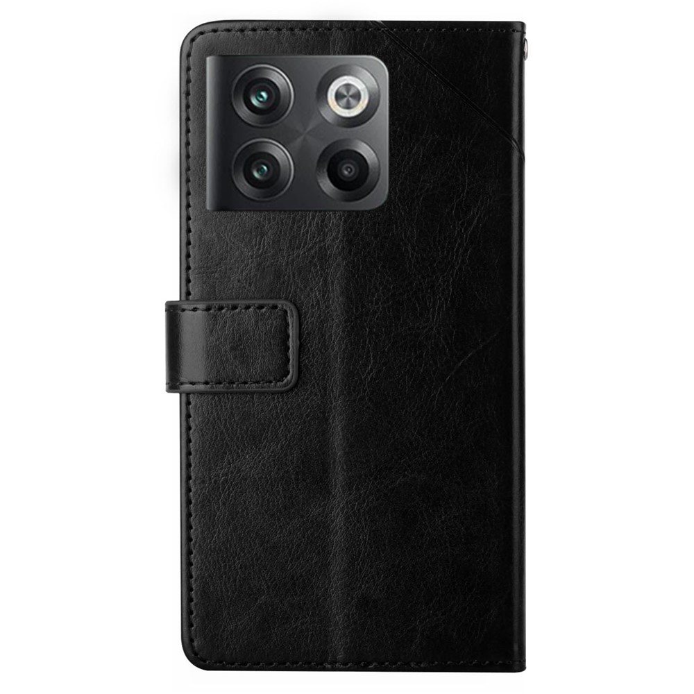 For OnePlus 10T 5G / Ace Pro 5G HT01 PU Leather Wallet Stand Case Imprinted Y-Shaped Lines Well-protected Phone Cover - Black-8