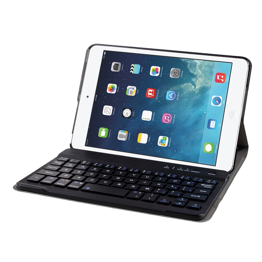 Detachable Bluetooth Keyboard Leather Stand Case for iPad Mini / Mini 2 / Mini 3 - Black-9