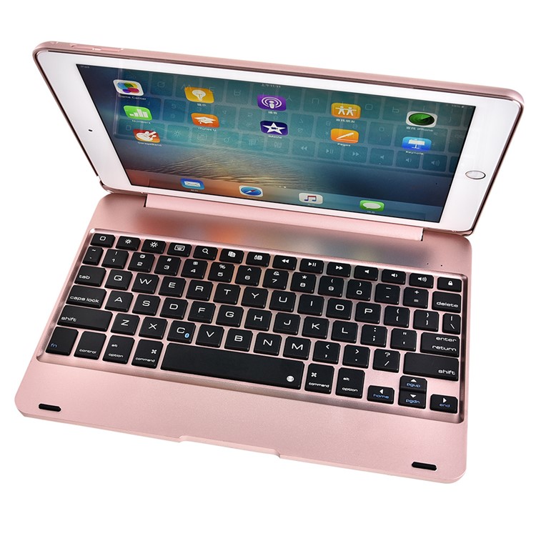 F19B Bluetooth 3.0 Clavier ABS Flip Protection Pour Ipad 9.7 (2017) / Pro 9.7 (2016) / Air / Air 2 - Or Rose-3