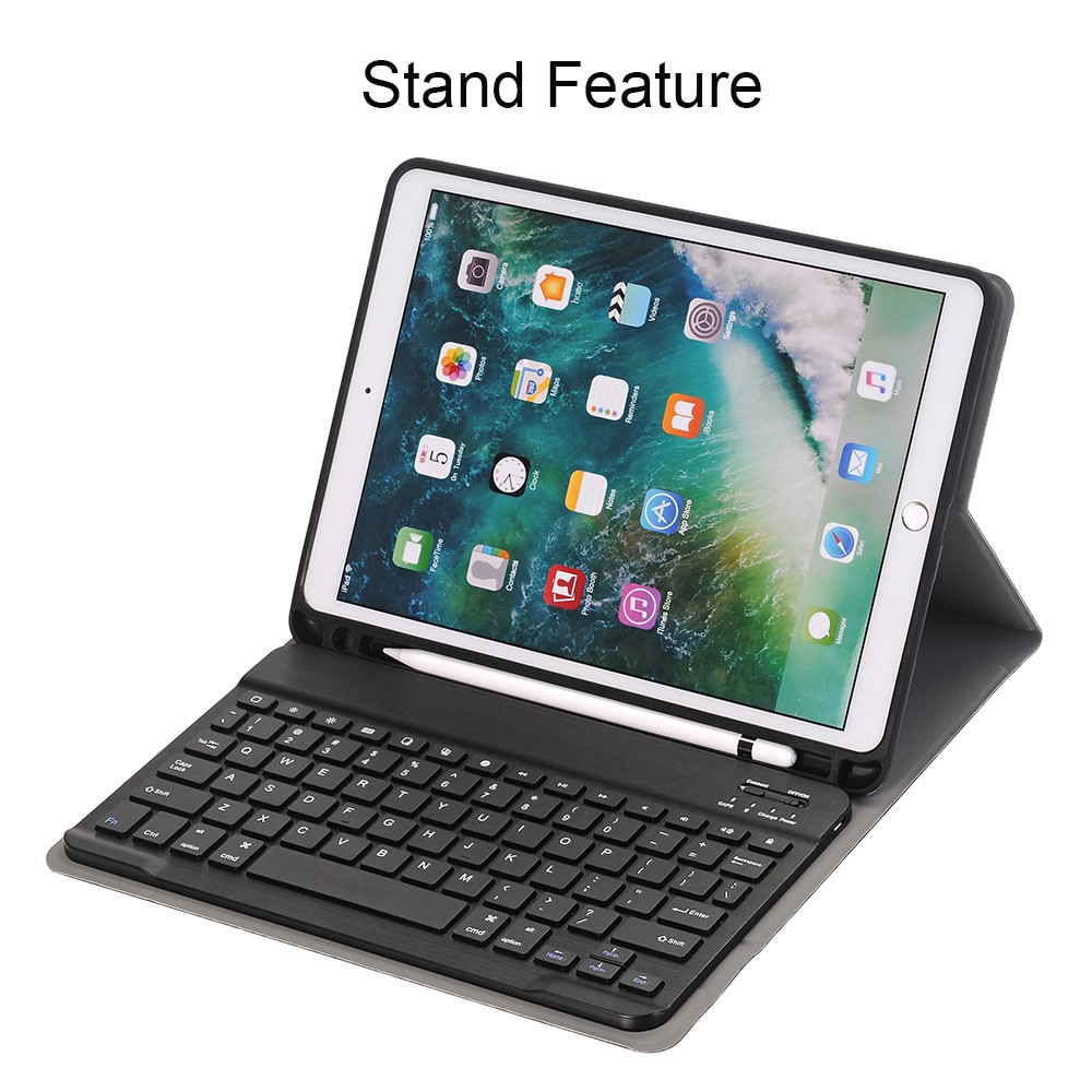 Abnehmbare Bluetooth-Tastatur 3.0 Leder Ständer Fall Mit Stift Steckplatz Für Ipad Pro 10,5-Zoll (2017) - Schwarz-3